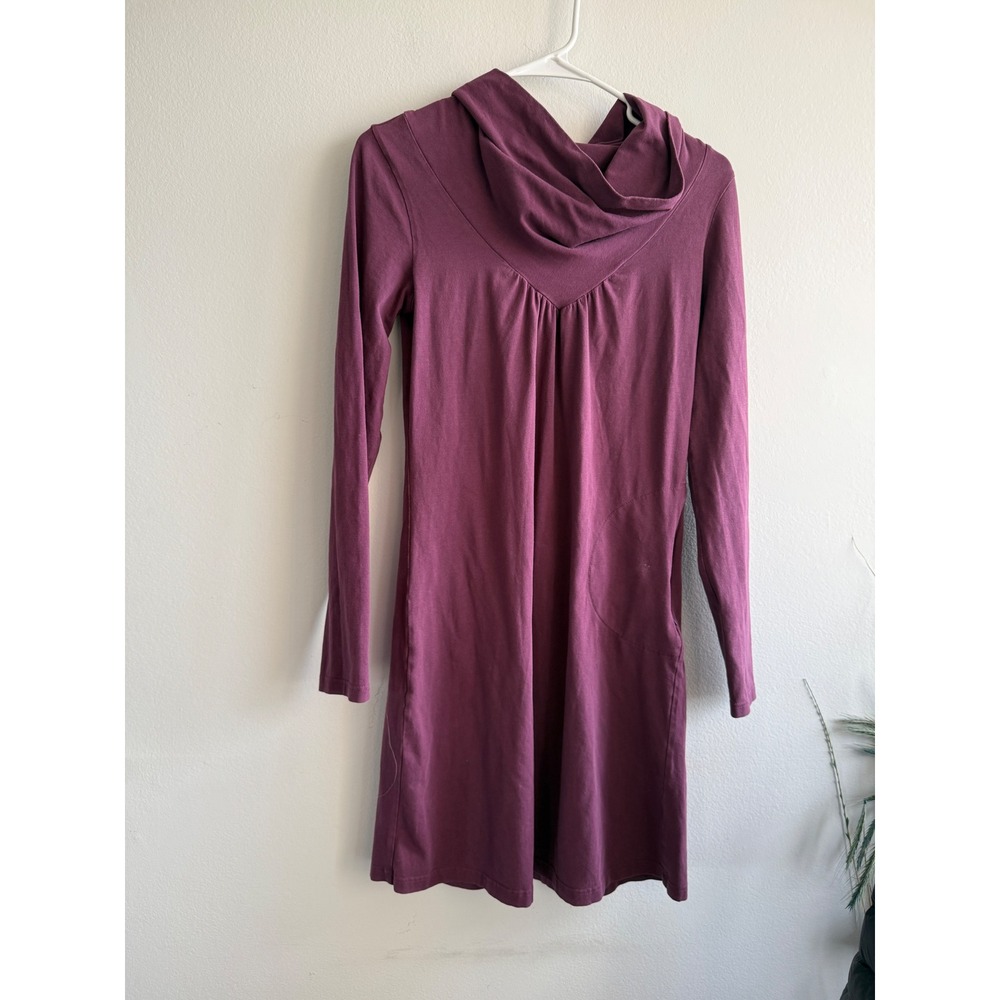 Athleta Womens XS Plum Purple Long Sleeve Hooded Tunic Dress with‎ Pockets 2907